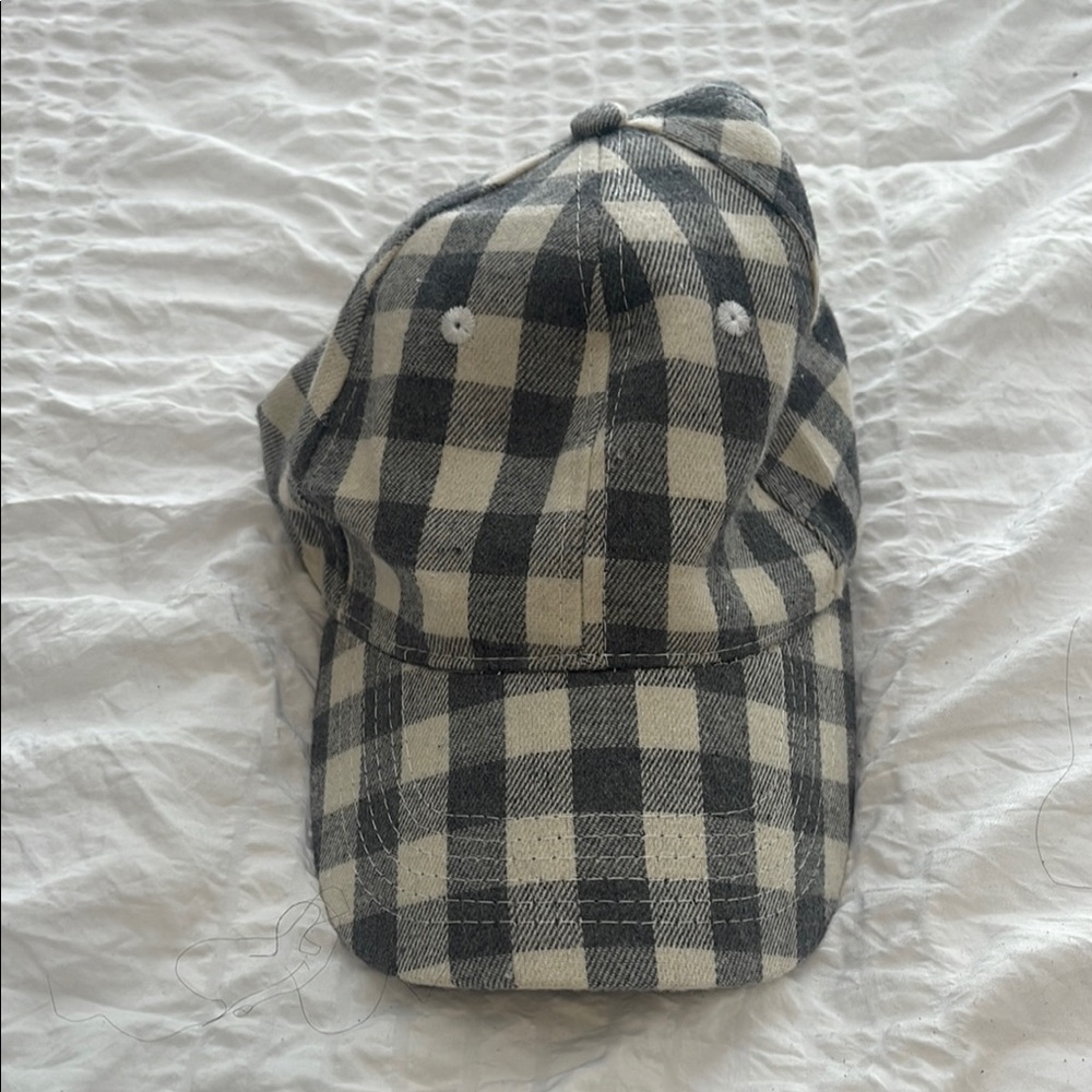 Plaid Black and White Baseball Cap